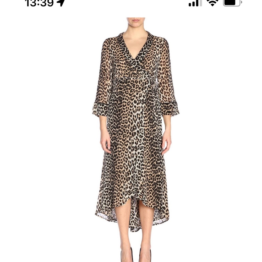 Ganni leopard wrap dress - Picture 1 of 4